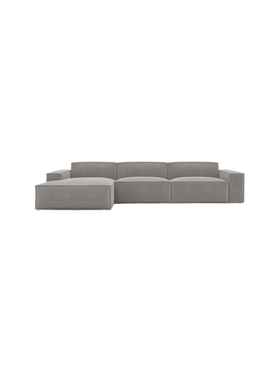 
4-Sitzer Design Ecksofa „Siena“, Cordsamt - Cordsamt Dunkelblau / Eckteil links