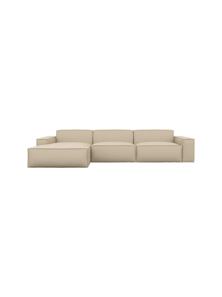 
4-Sitzer Design Echtleder Ecksofa „Siena“ - Echtleder Beige / Eckteil links