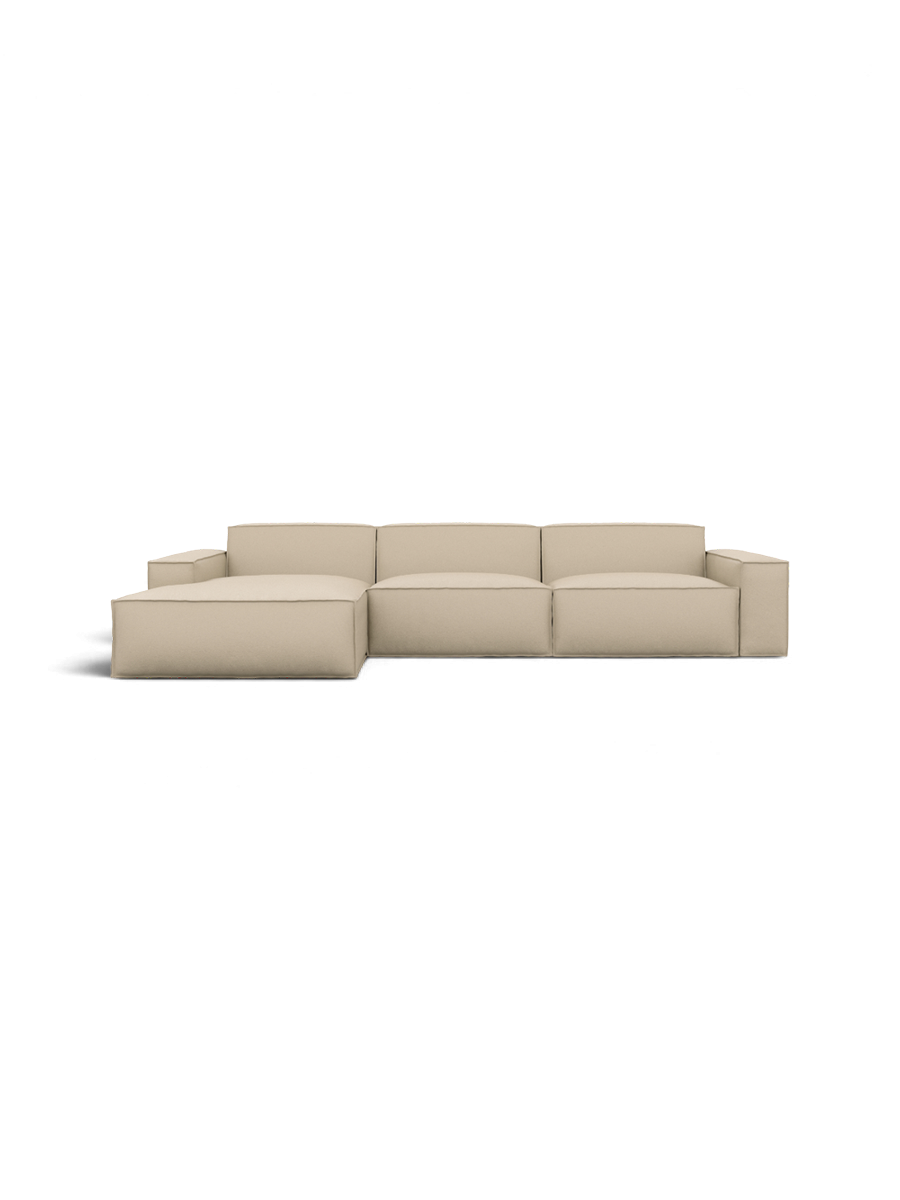 
4-seater designer genuine leather corner sofa “Siena” - Genuine leather Beige / Left corner section