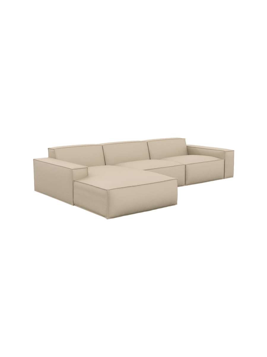 
4-Sitzer Design Echtleder Ecksofa „Siena“ - Echtleder Beige / Eckteil links