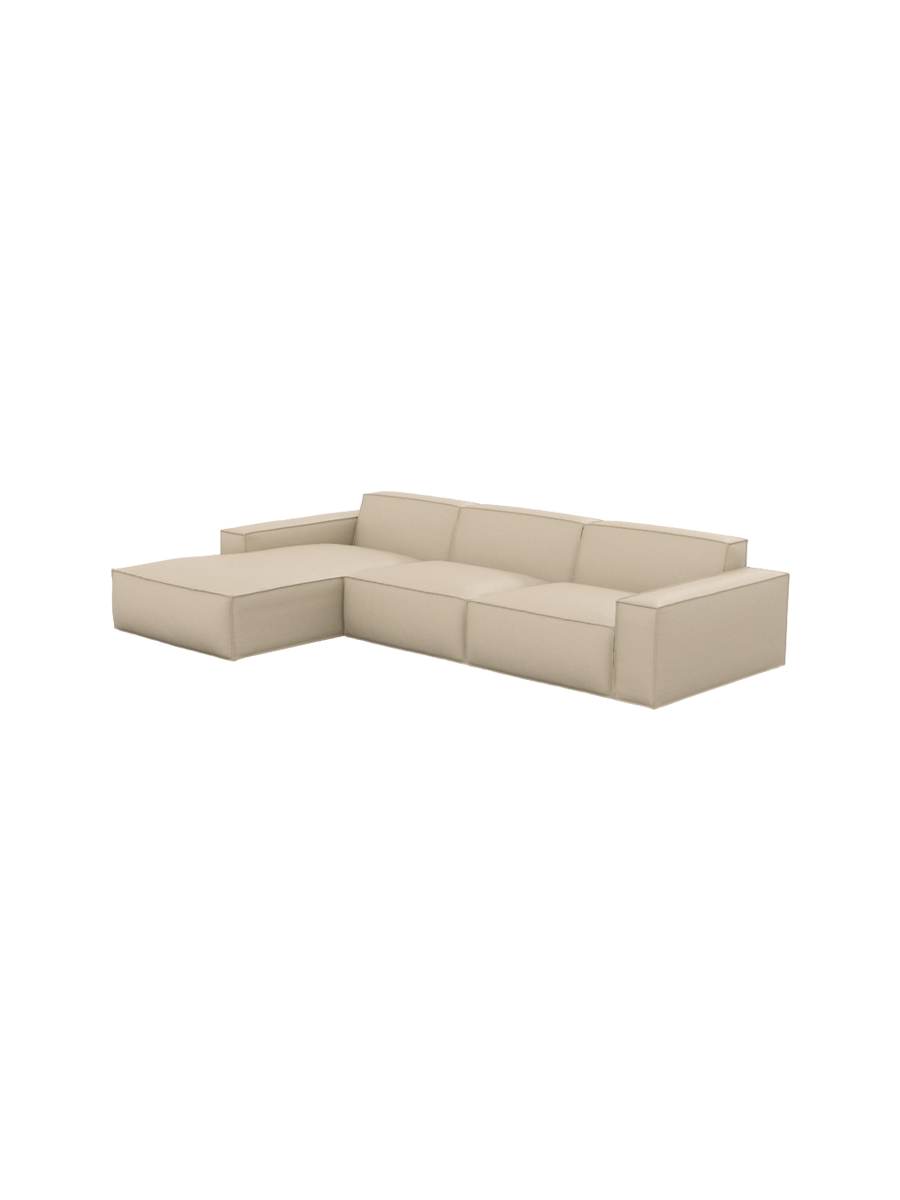
4-Sitzer Design Echtleder Ecksofa „Siena“ - Echtleder Beige / Eckteil links