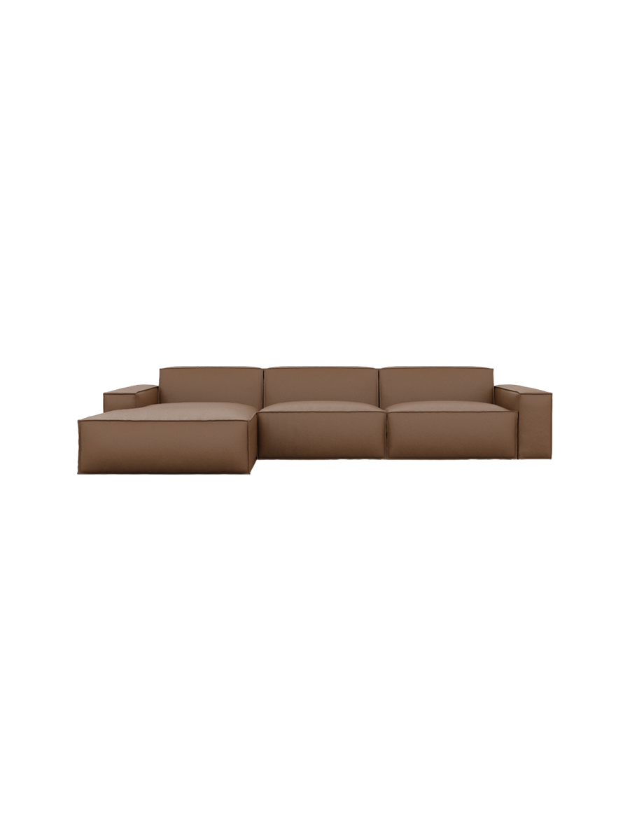 
4-Sitzer Design Echtleder Ecksofa „Siena“ - Echtleder Beige / Eckteil links