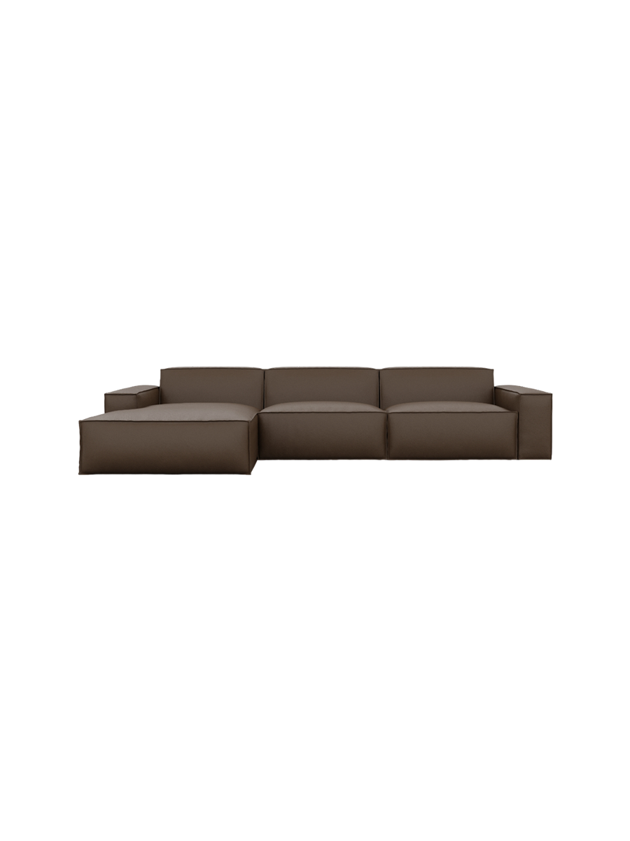 
4-Sitzer Design Echtleder Ecksofa „Siena“ - Echtleder Beige / Eckteil links