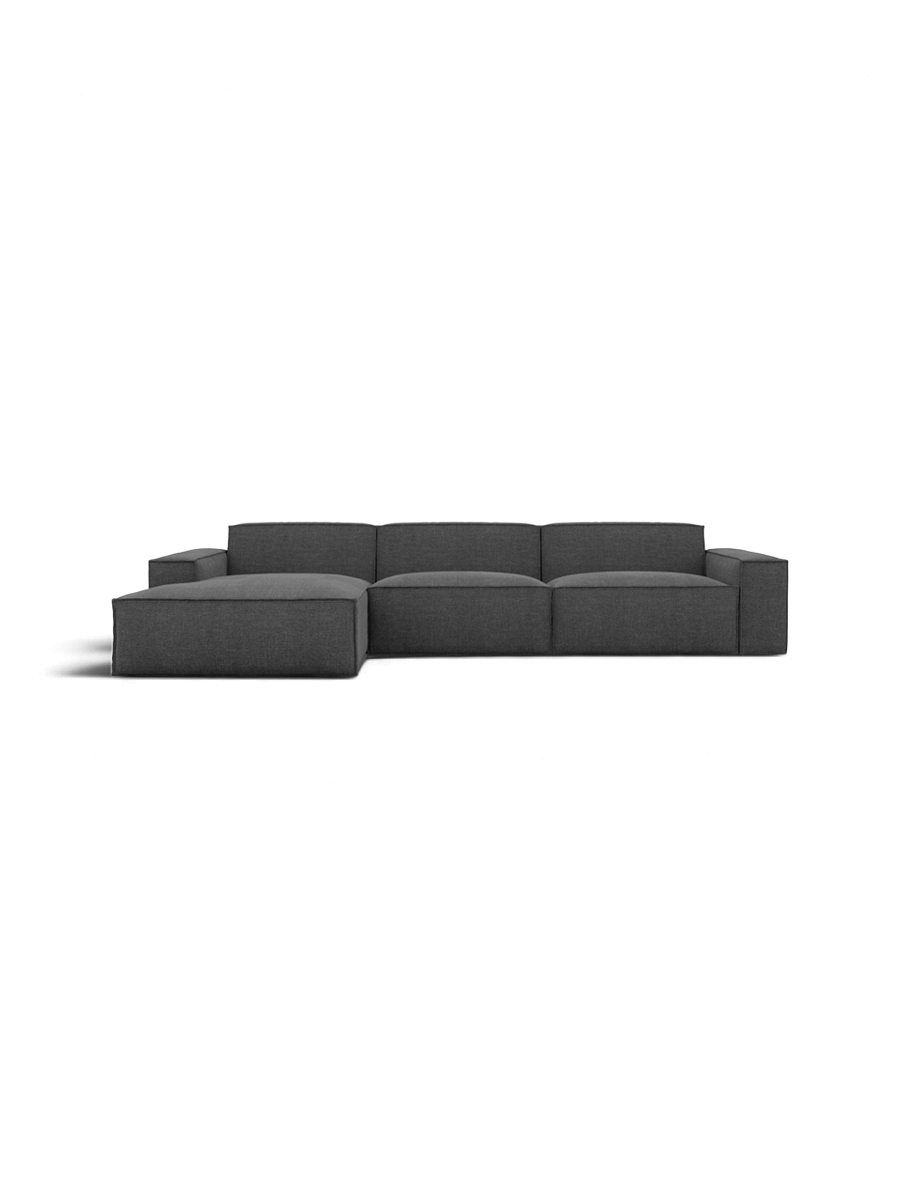
4-seater designer corner sofa “Siena” with textured fabric upholstery - Textured fabric Anthracite / Left corner section