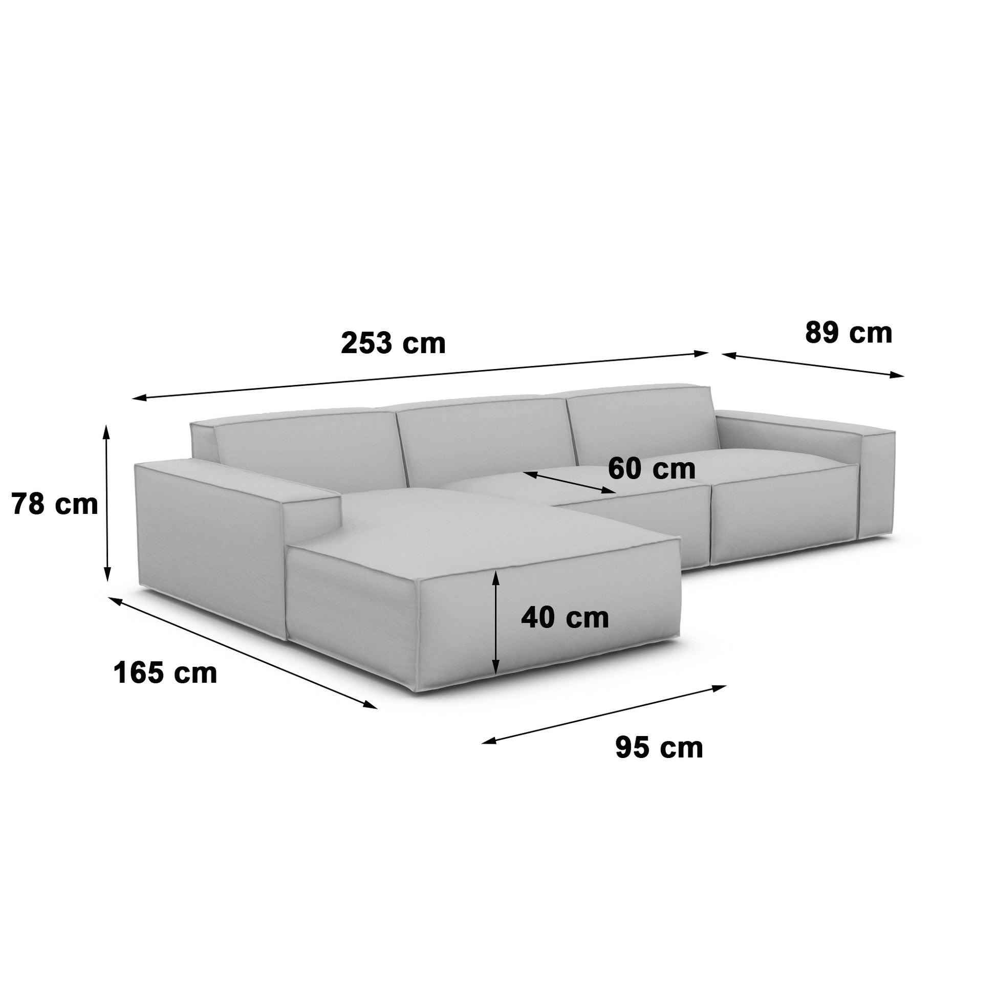 
4-Sitzer Design Ecksofa „Siena“ mit Strukturstoff-Bezug - Strukturstoff Anthrazit / Eckteil links