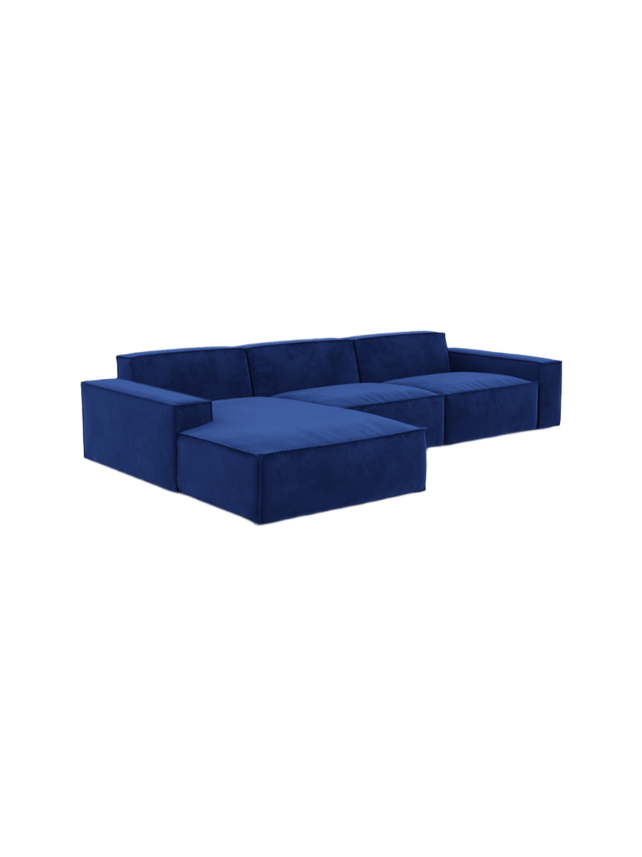 
4-Sitzer Design Ecksofa „Siena“ mit Samtbezug - Samtbezug Königsblau / Eckteil links