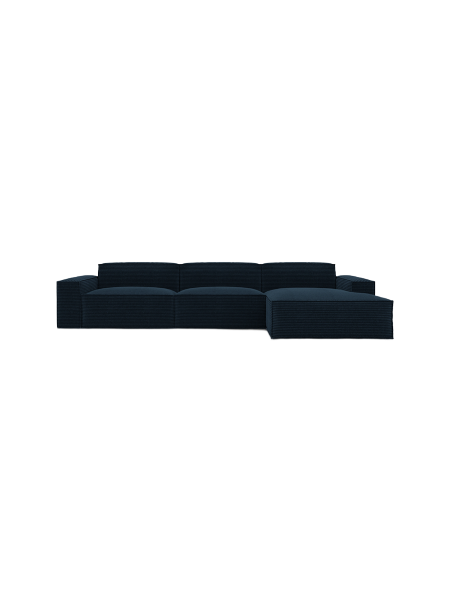 
4-Sitzer Design Ecksofa „Siena“, Cordsamt - Cordsamt Dunkelblau / Eckteil links