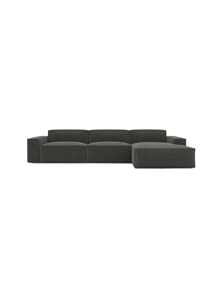 
4-Sitzer Design Ecksofa „Siena“, Cordsamt - Cordsamt Dunkelblau / Eckteil links