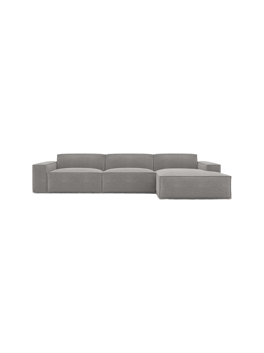 
4-Sitzer Design Ecksofa „Siena“, Cordsamt - Cordsamt Dunkelblau / Eckteil links