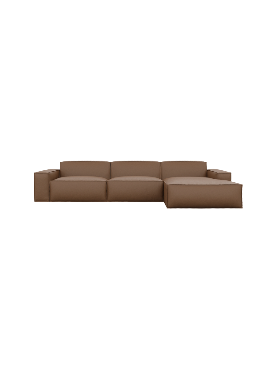 
4-Sitzer Design Echtleder Ecksofa „Siena“ - Echtleder Beige / Eckteil links