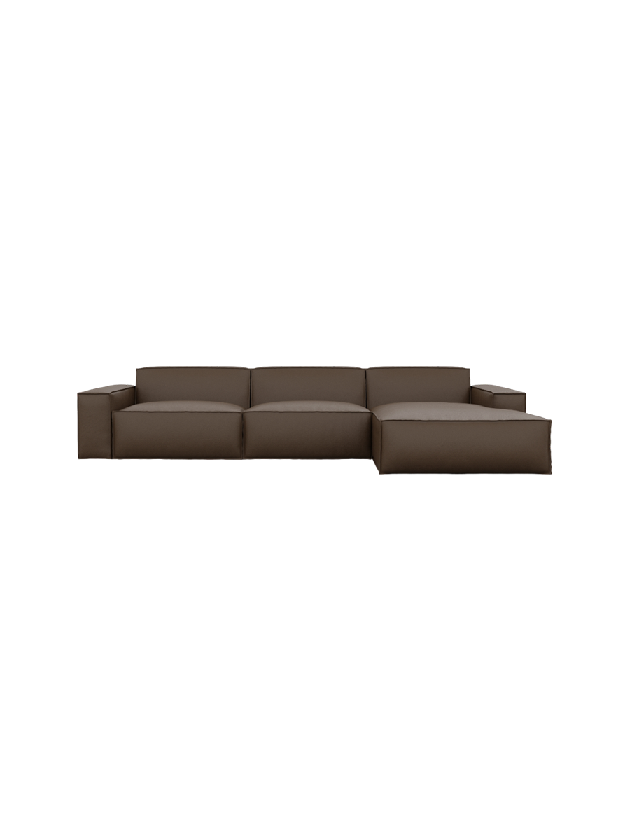 
4-Sitzer Design Echtleder Ecksofa „Siena“ - Echtleder Beige / Eckteil links