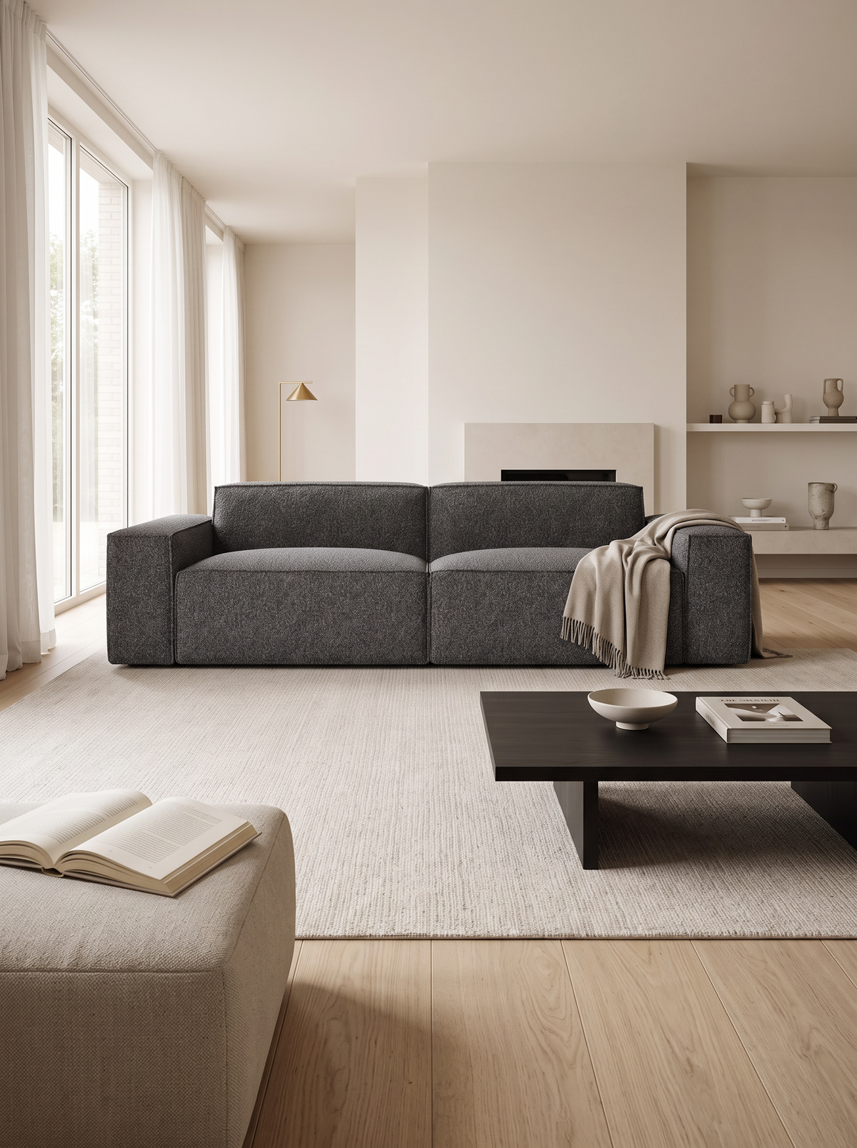 
2-Sitzer Design Sofa „Siena“ mit Bouclé-Bezug - Bouclé Graphit