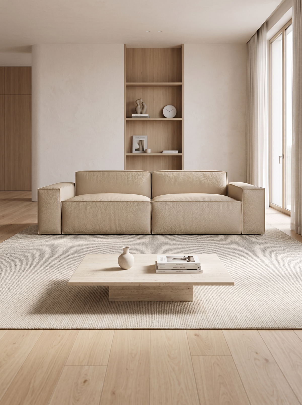 
2-Sitzer Design Echtleder Sofa „Siena“ - Echtleder Beige