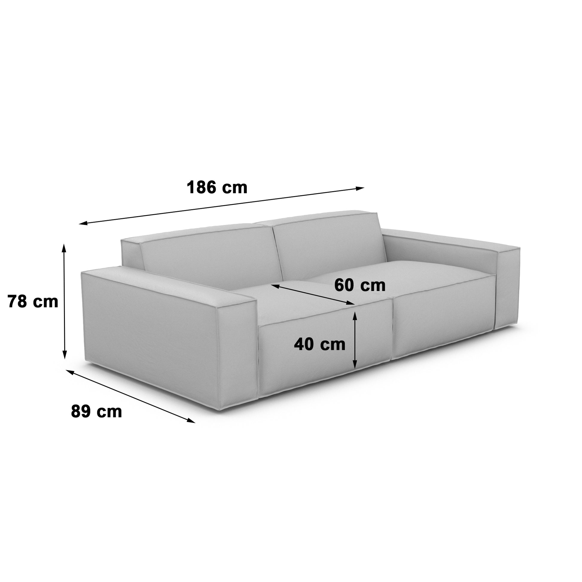 
2-Sitzer Design Echtleder Sofa „Siena“ - Echtleder Beige