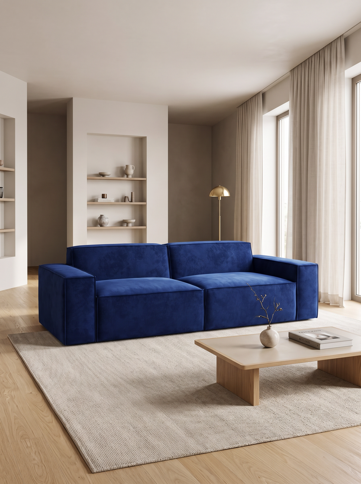 
2-seater designer sofa “Siena” with velvet upholstery - Velvet cover Royal Blue