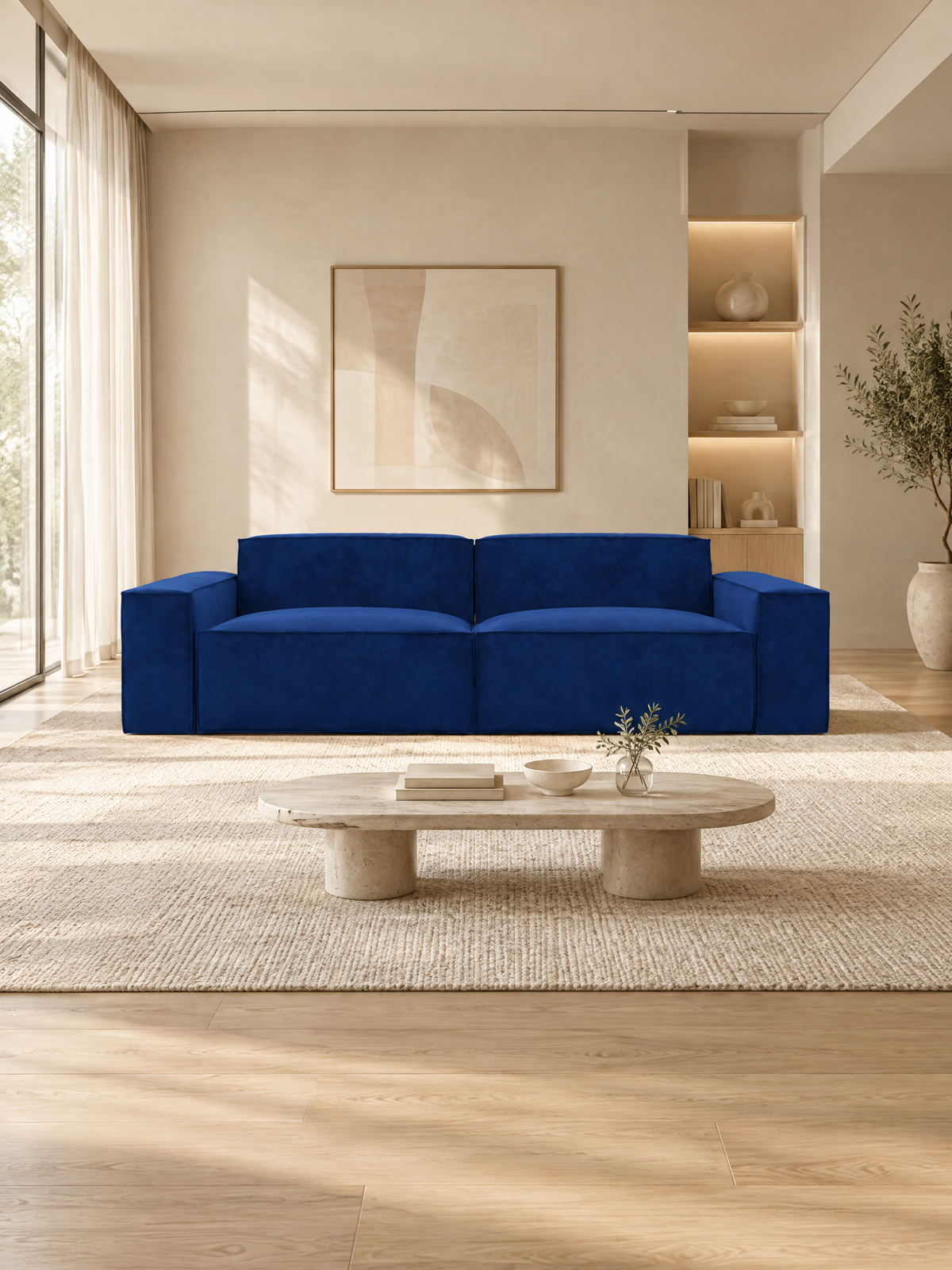 
3-Sitzer Design Sofa „Siena“ mit Samtbezug - Samtbezug Königsblau