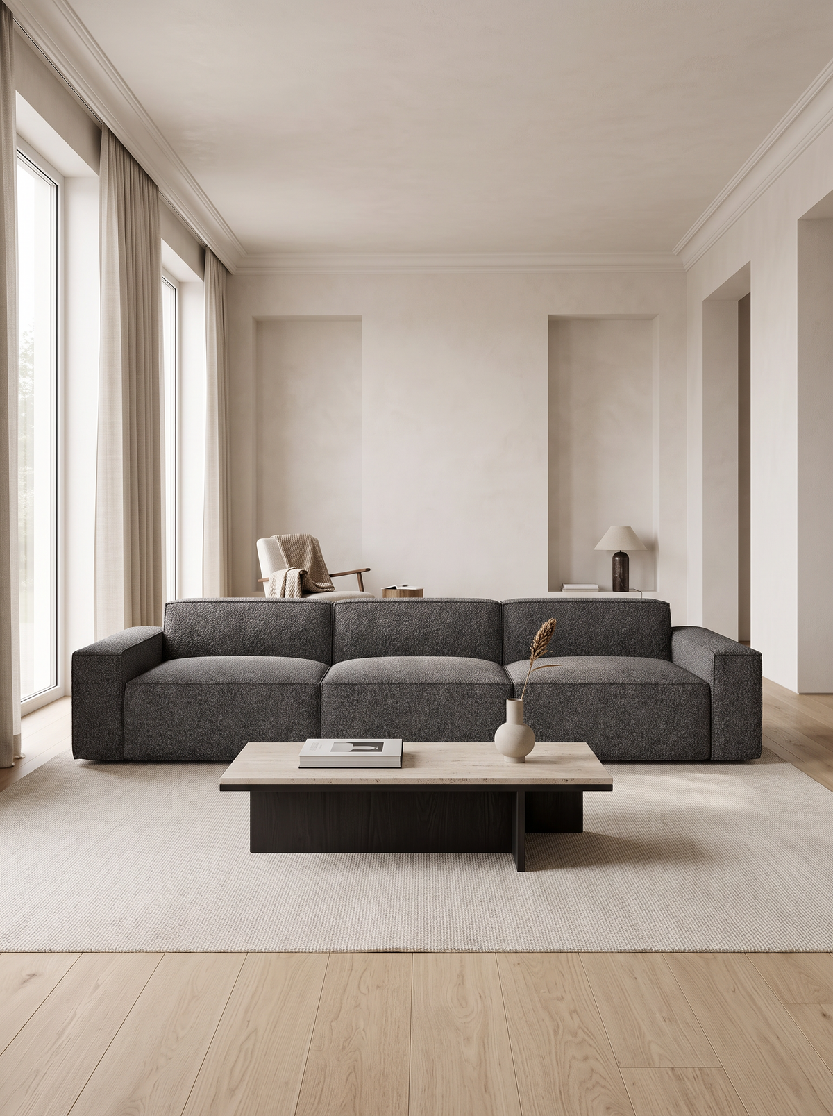 
4-Sitzer Design Sofa „Siena“ mit Bouclé-Bezug - Bouclé Graphit