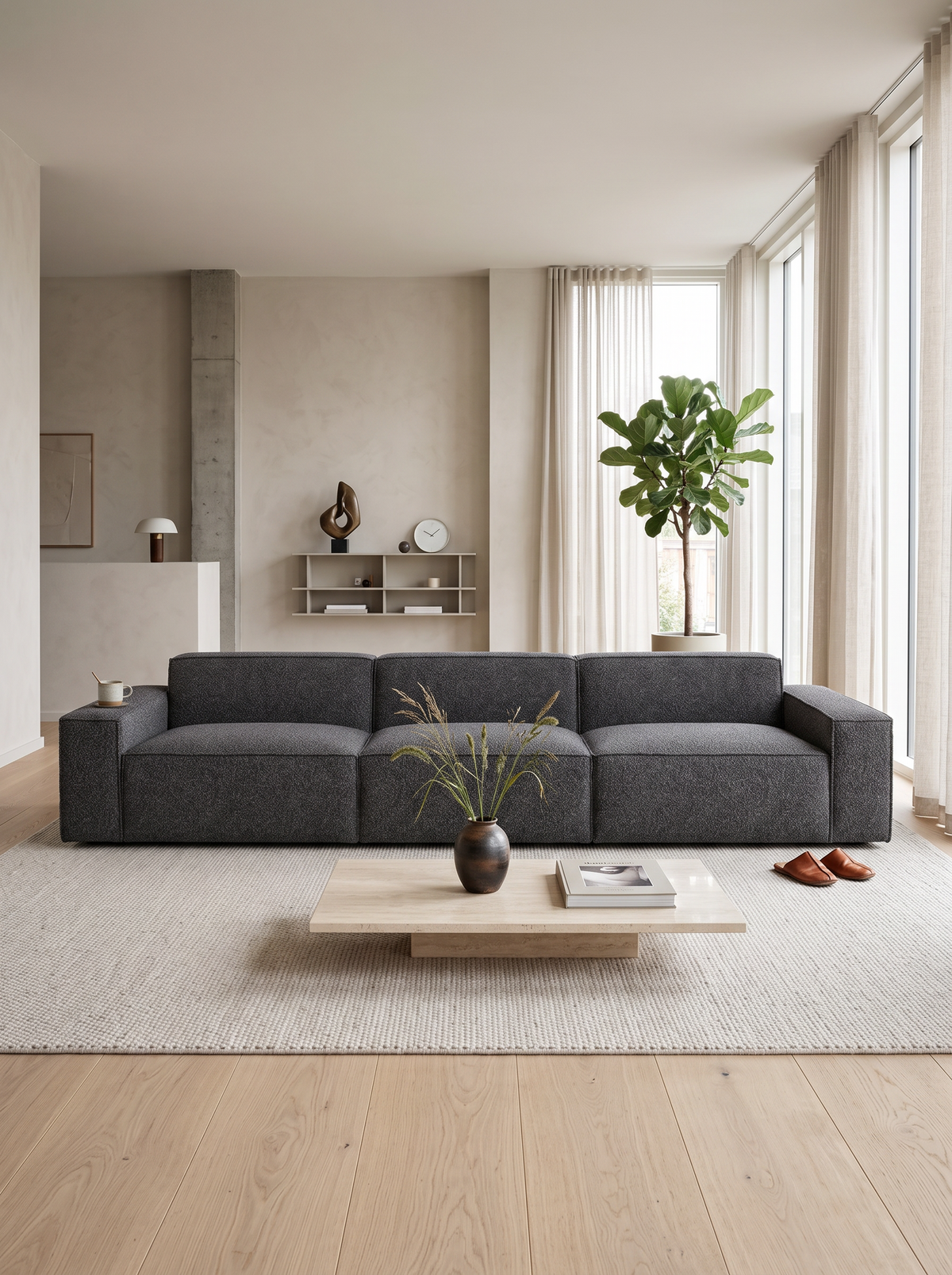
4-Sitzer Design Sofa „Siena“ mit Bouclé-Bezug - Bouclé Graphit