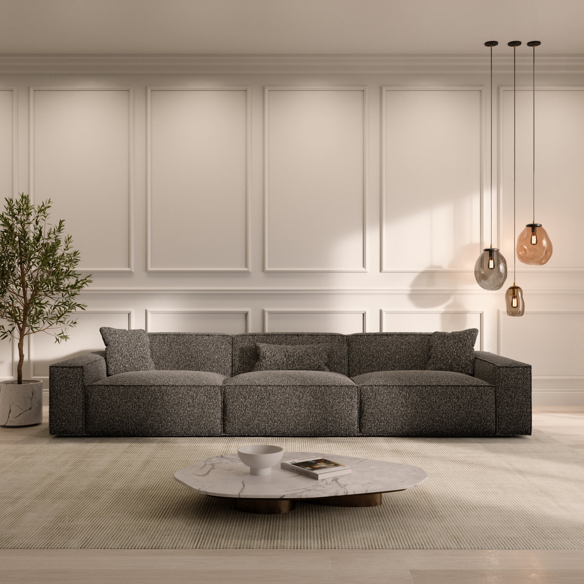 
4-Sitzer Design Sofa „Siena“ mit Bouclé-Bezug - Bouclé Graphit