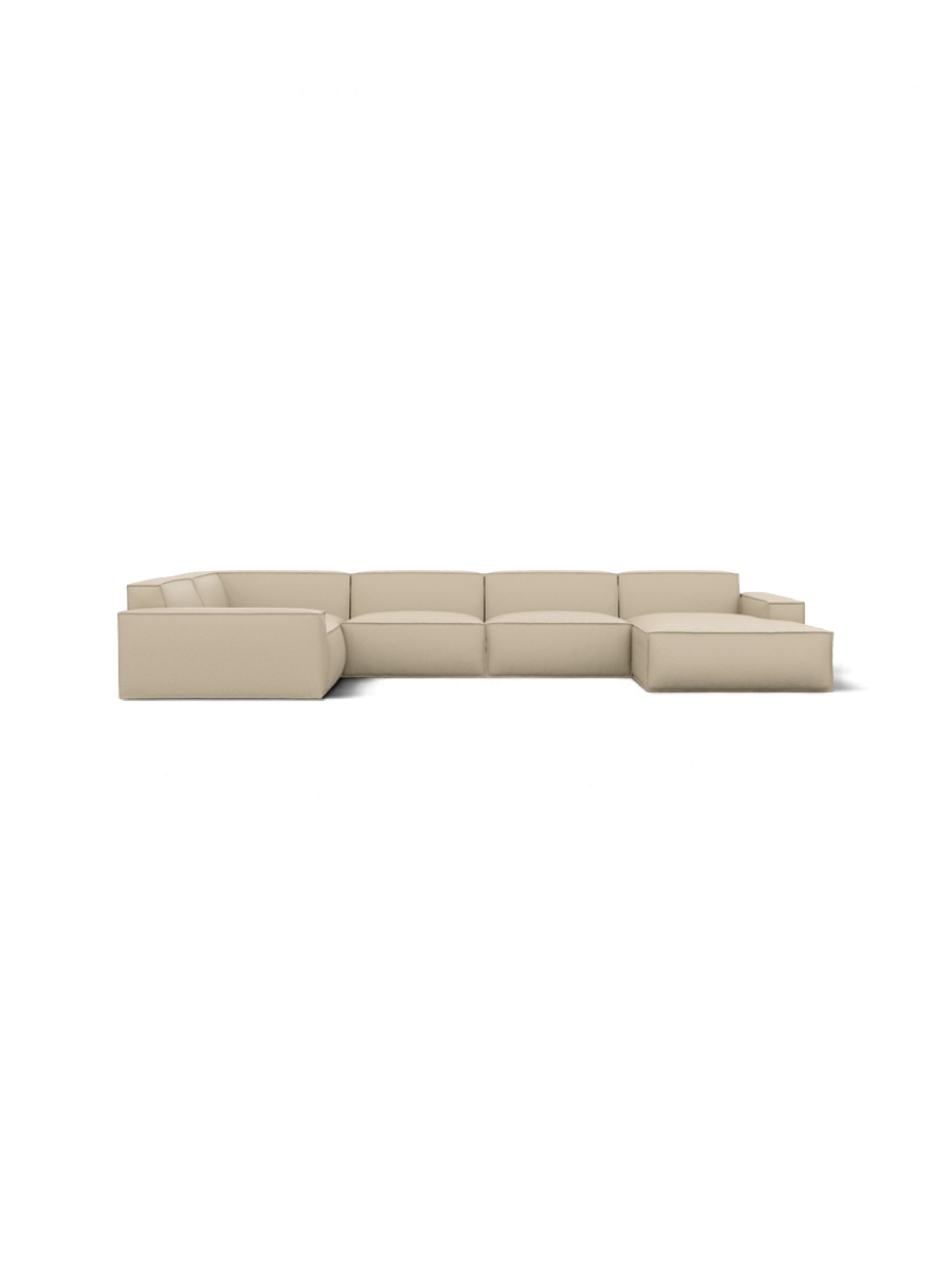 
Divano panoramico di design a 6 posti in vera pelle «Siena XL» - Vera pelle Beige / Lato lungo a sinistra