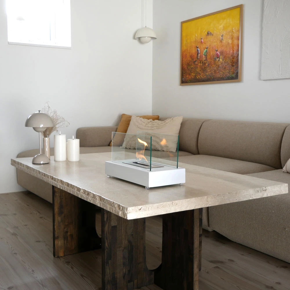 
Cheminée de table au bioéthanol design "Lambeth", - blanc