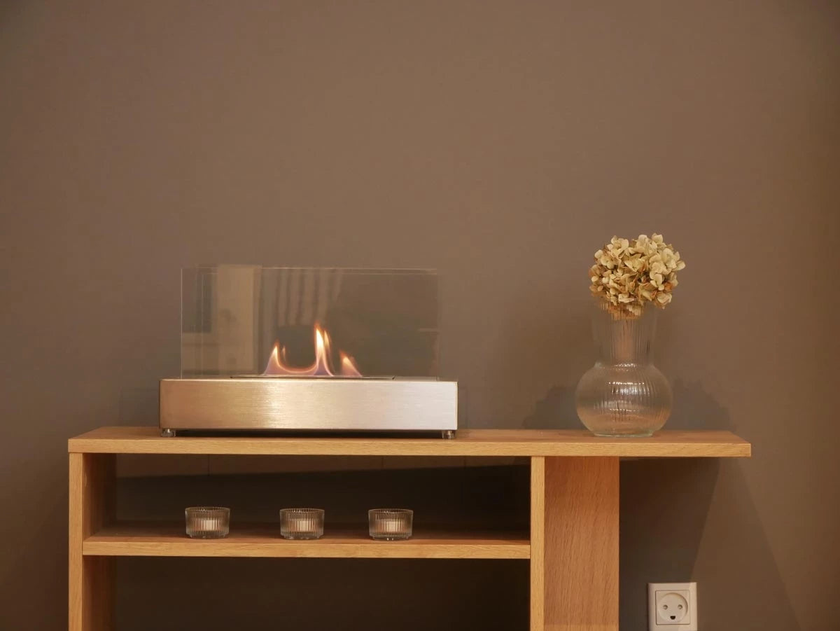 
Cheminée de table au bioéthanol design « Lambeth » – Acier inoxydable