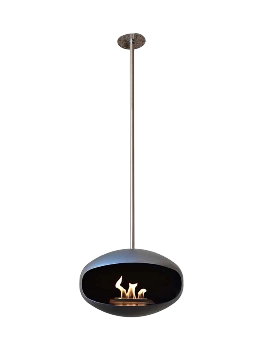 
Designer Bioethanol Fireplace "Cocoon Aeris" - Black/Silver
