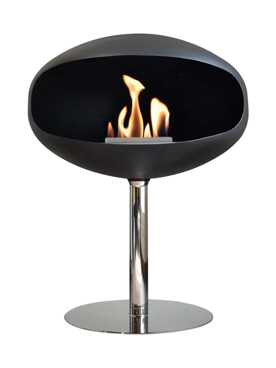 
Designer Bioethanol Fireplace "Cocoon Pedestal" - Black/Silver