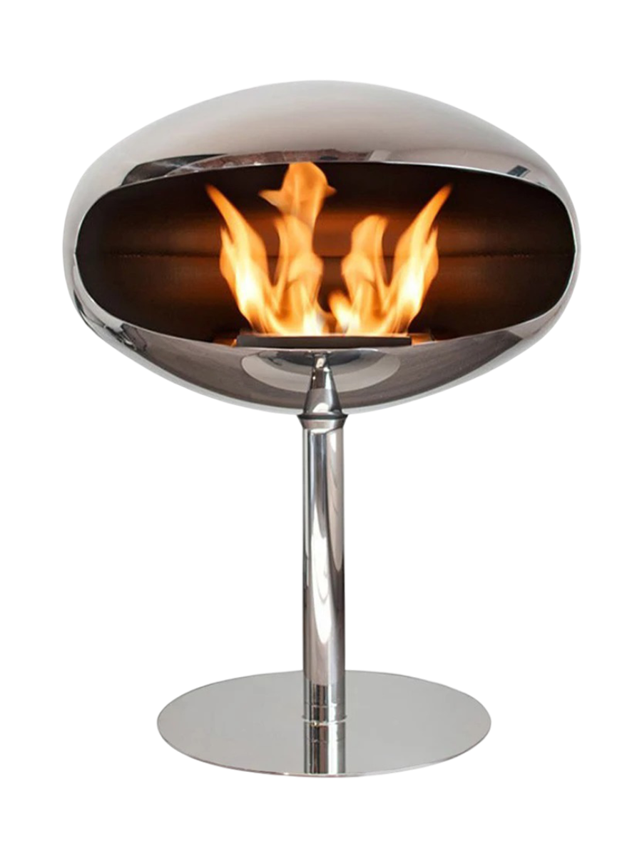 
Designer Bioethanol Fireplace "Cocoon Pedestal" - Polished Stainless Steel