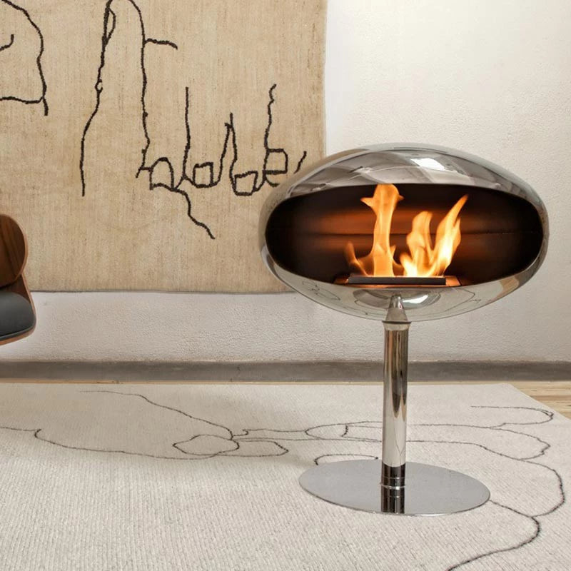 
Designer Bioethanol Fireplace "Cocoon Pedestal" - Polished Stainless Steel