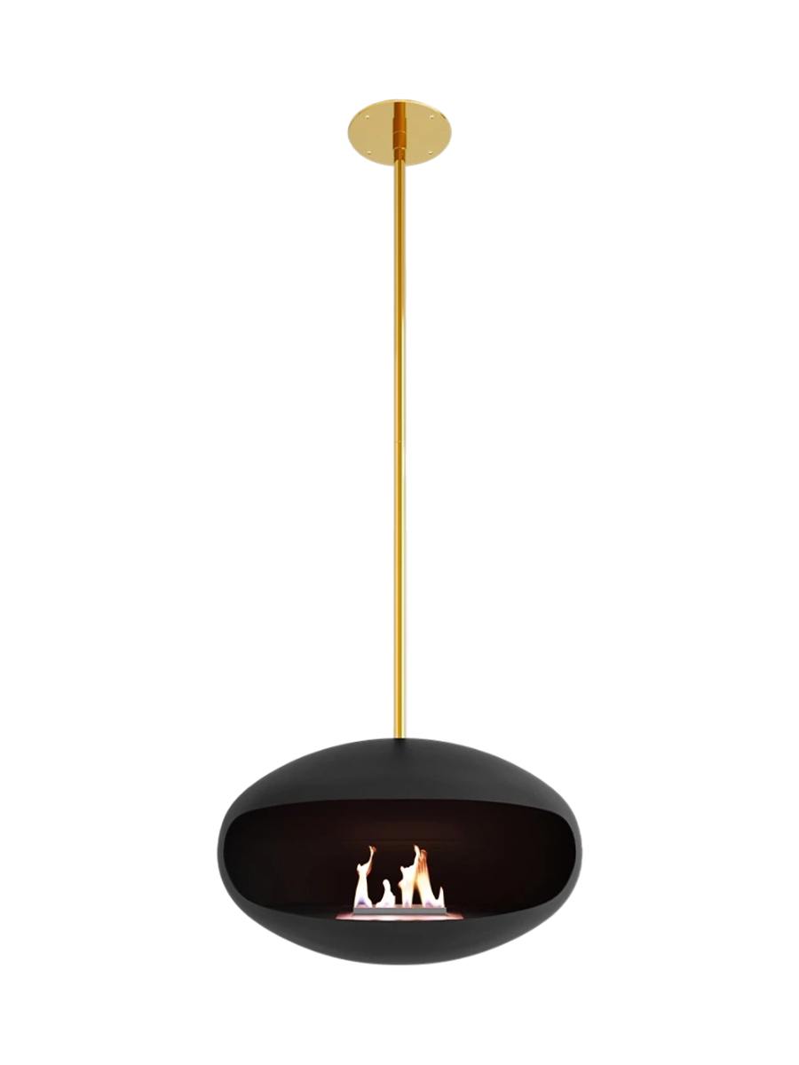 
Designer Bioethanol Fireplace "Cocoon Aeris" - Black/Brass