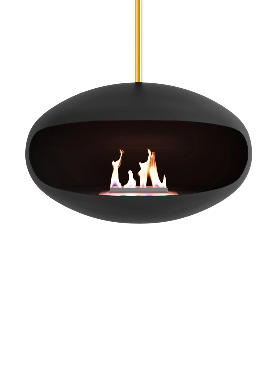 
Designer Bioethanol Fireplace "Cocoon Aeris" - Black/Brass