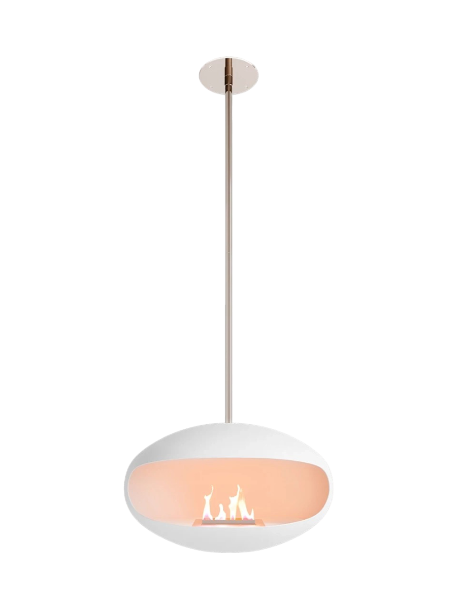 
Designer Bioethanol Fireplace "Cocoon Aeris" - White/Silver