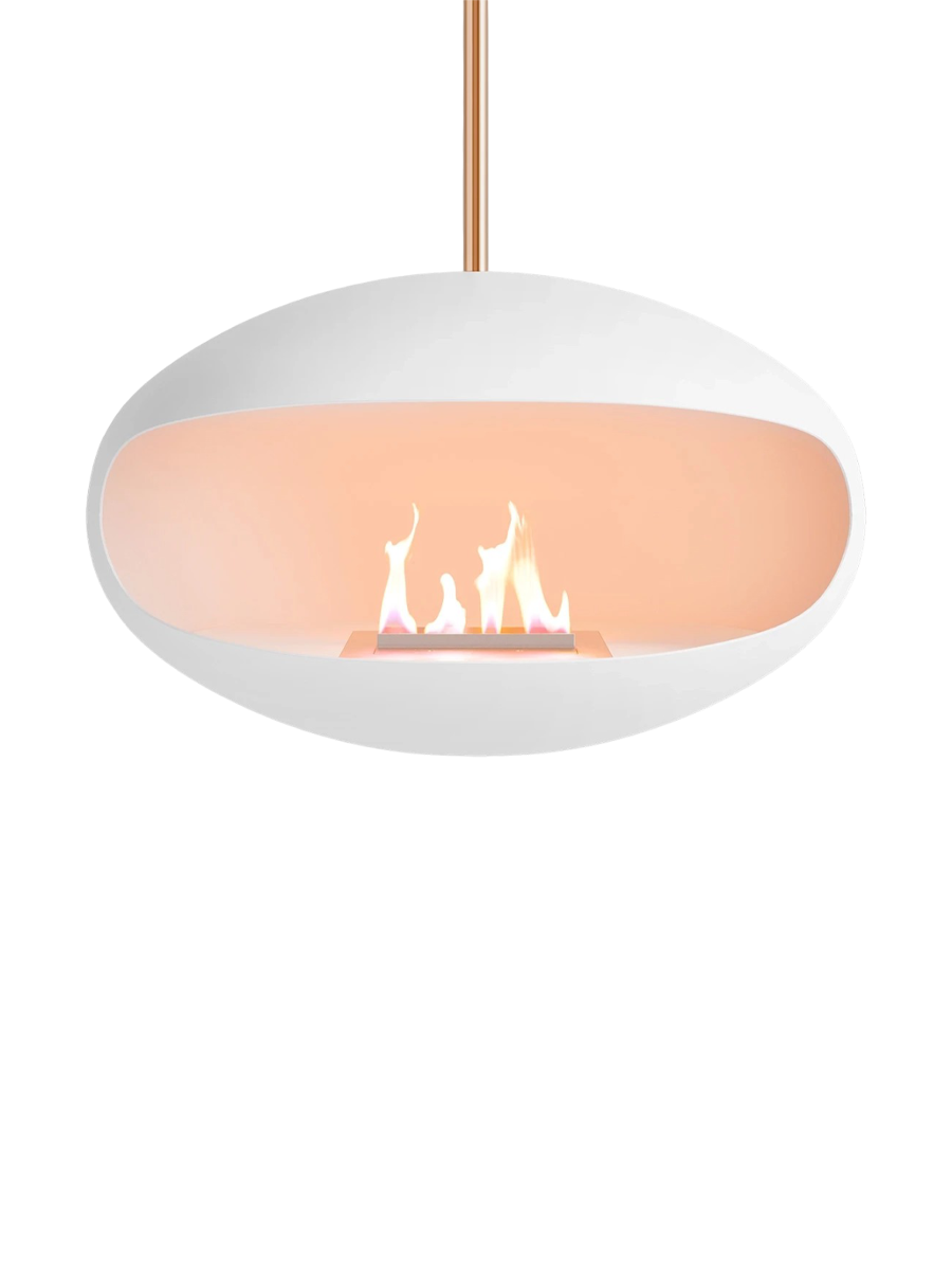 
Designer Bioethanol Fireplace "Cocoon Aeris" - White/Copper