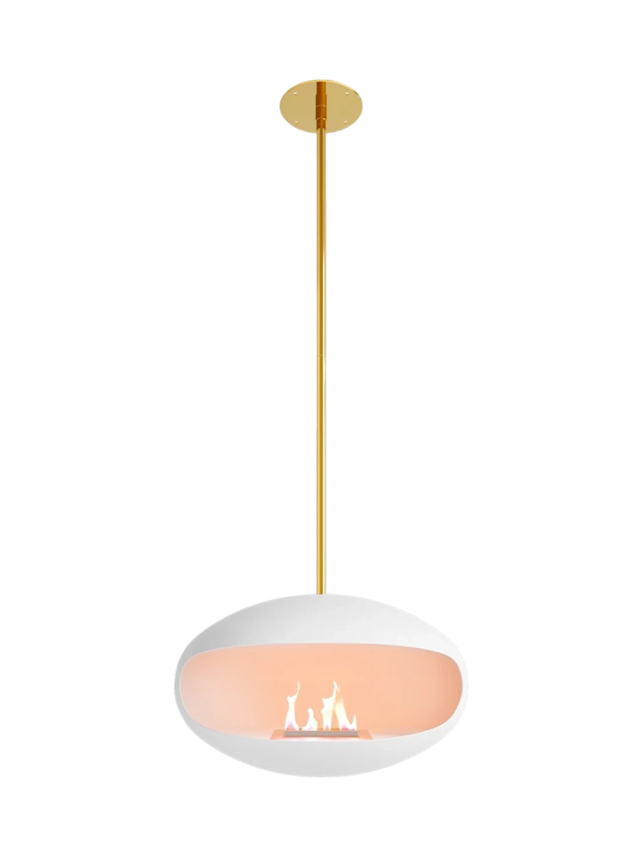 
Bioethanol Fireplace "Cocoon Aeris" - White/Brass