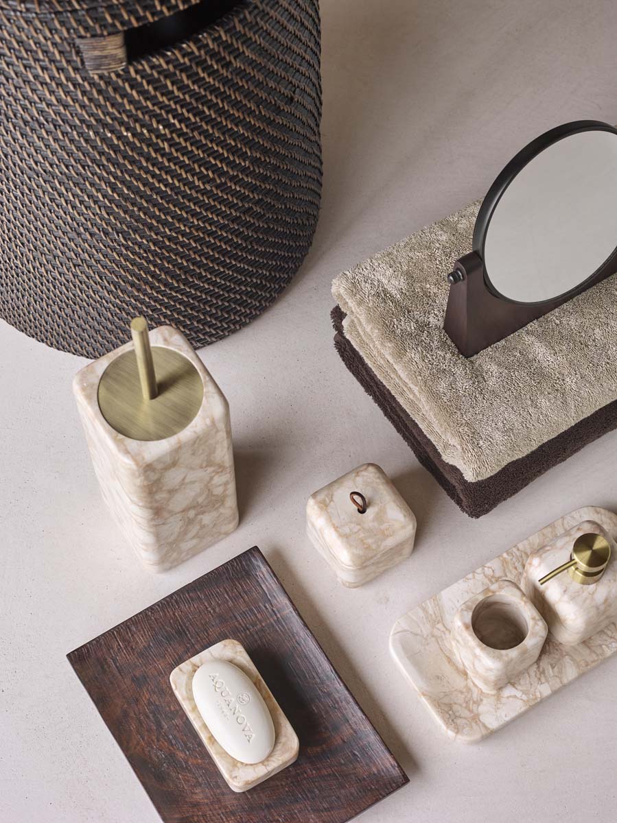 
Porte-brosse WC de luxe fait main « Blake » en marbre