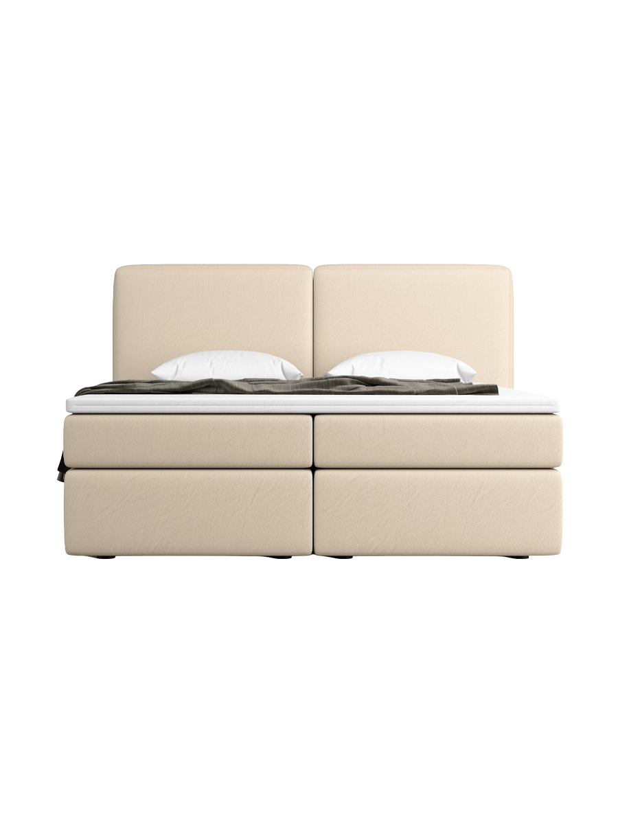 
Design Boxspringbett „Castellia“ mit Ablagefach, Kunstleder Beige - 140 x 200 cm