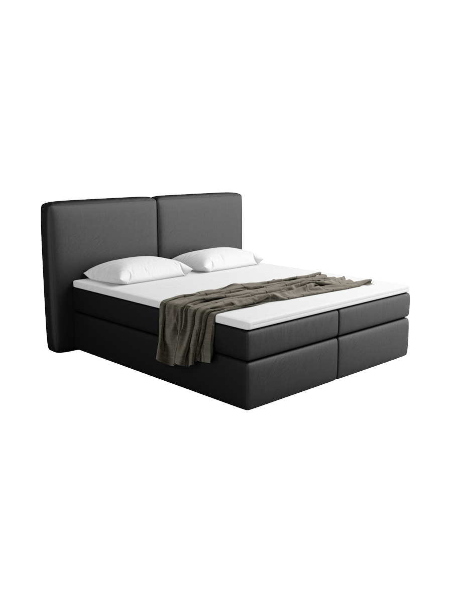 
Design Boxspringbett „Castellia“ mit Ablagefach, Kunstleder Schwarz - 140 x 200 cm