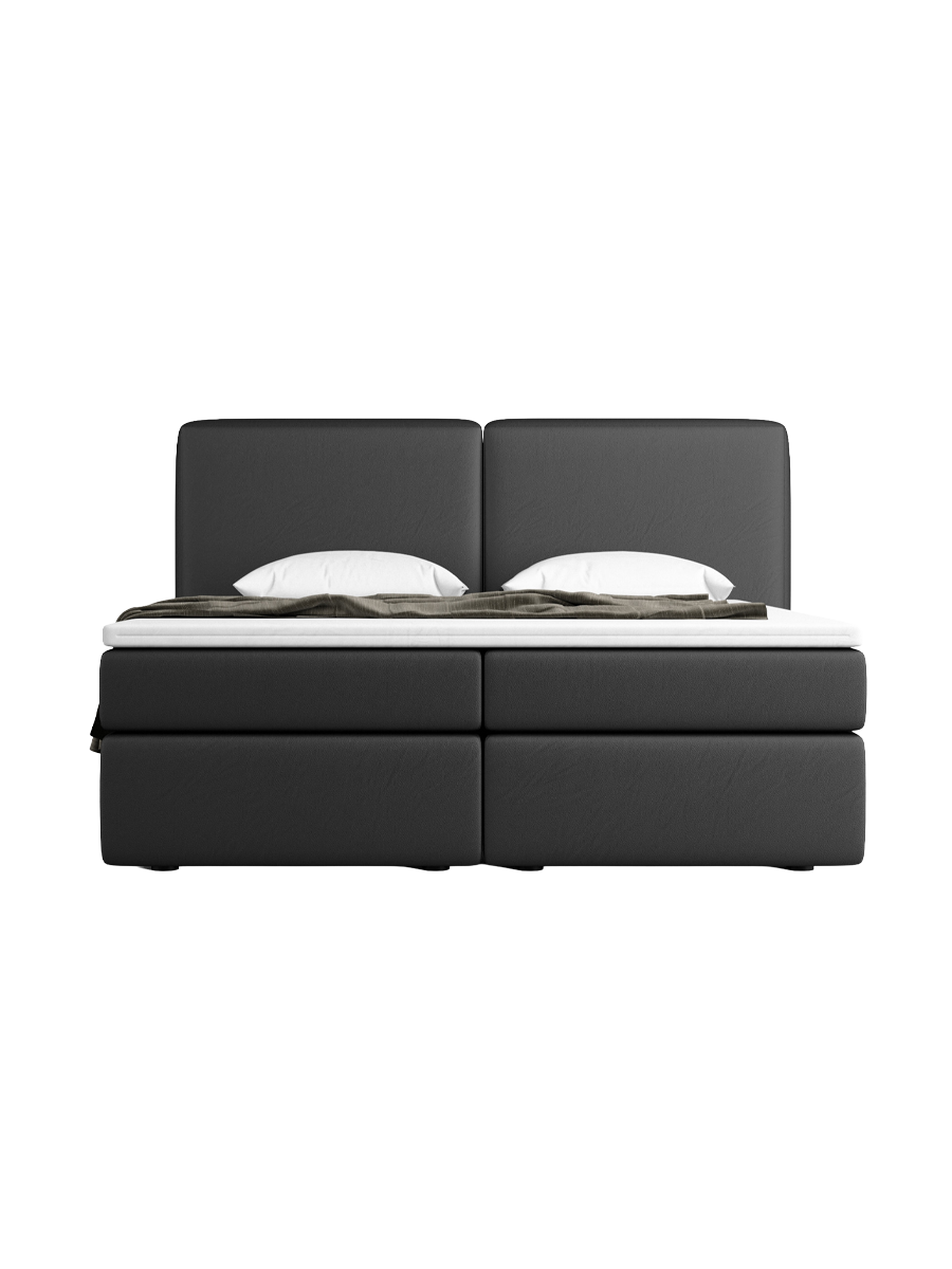 
Design Boxspringbett „Castellia“ mit Ablagefach, Kunstleder Schwarz - 140 x 200 cm
