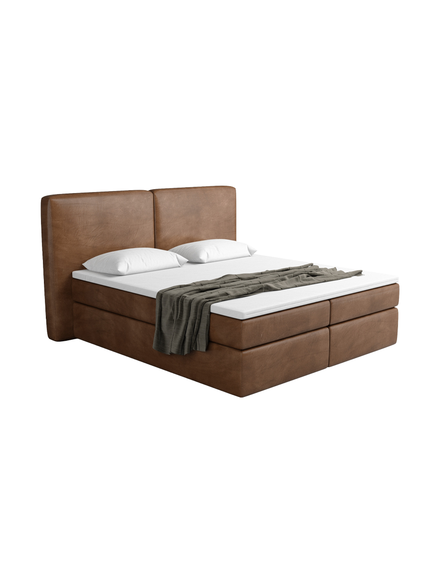 
Design Boxspringbett „Castellia“ mit Ablagefach, Kunstleder Choco Brown - 140 x 200 cm