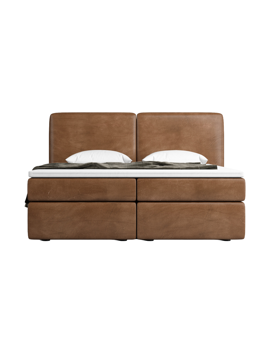 
Design Boxspringbett „Castellia“ mit Ablagefach, Kunstleder Choco Brown - 140 x 200 cm