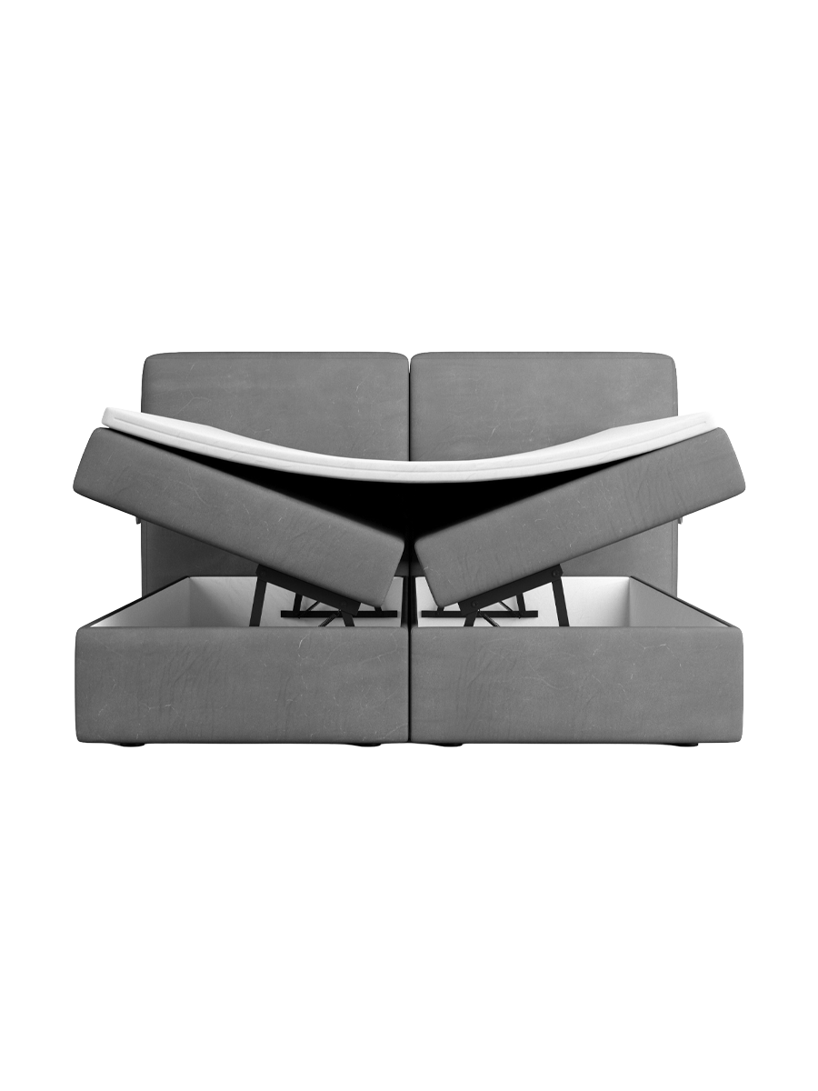 
Design Boxspringbett „Castellia“ mit Ablagefach, Kunstleder Grau - 140 x 200 cm