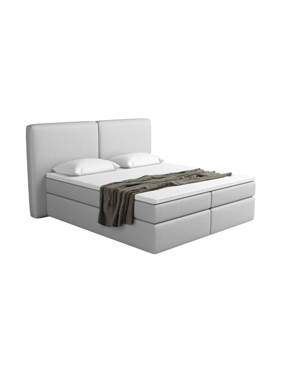 
Design Boxspringbett „Castellia“ mit Ablagefach, Kunstleder Hellgrau - 140 x 200 cm