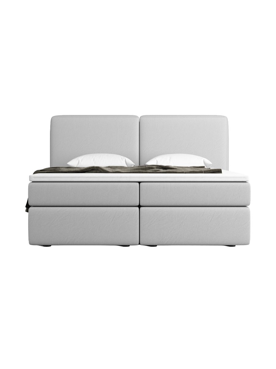 
Design Boxspringbett „Castellia“ mit Ablagefach, Kunstleder Hellgrau - 140 x 200 cm