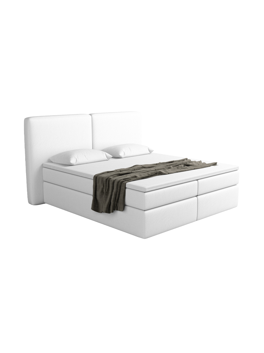 
Design Boxspringbett „Castellia“ mit Ablagefach, Kunstleder Weiss - 140 x 200 cm