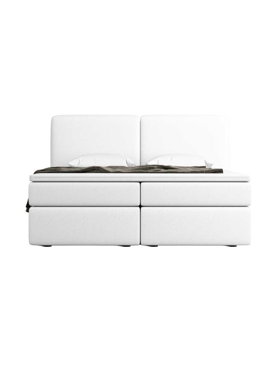 
Design Boxspringbett „Castellia“ mit Ablagefach, Kunstleder Weiss - 140 x 200 cm