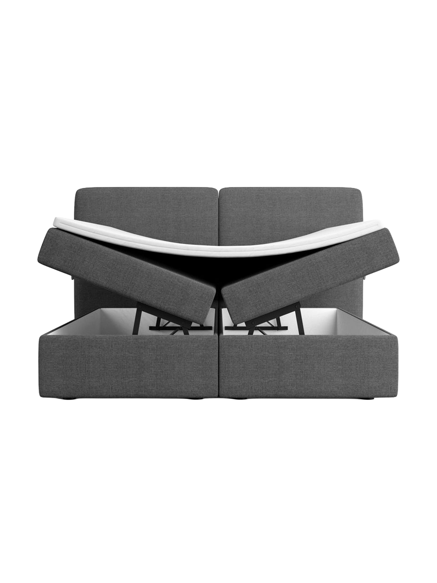 
Design Boxspringbett „Castellia“ mit Ablagefach, Webstoff Anthrazit - 140 x 200 cm