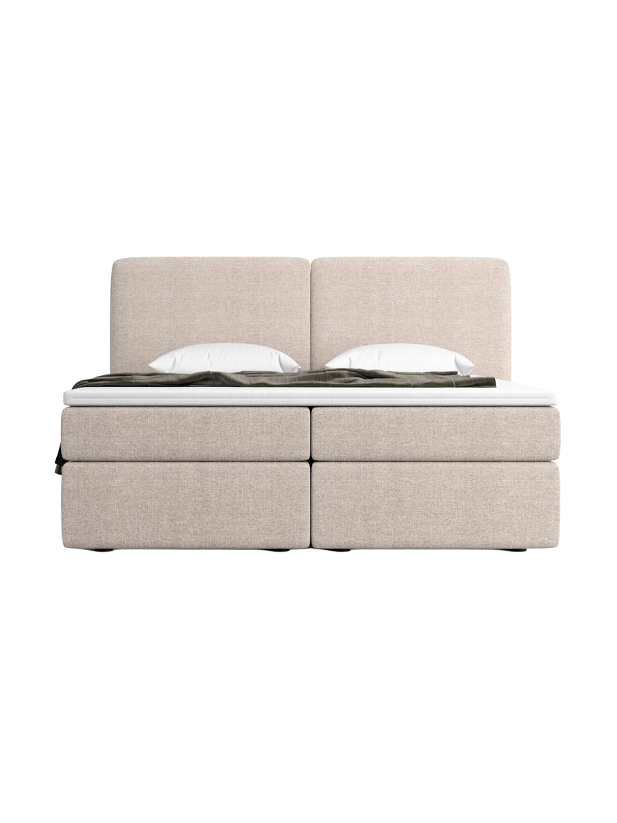 
Design Boxspringbett „Castellia“ mit Ablagefach, Webstoff Beige - 140 x 200 cm