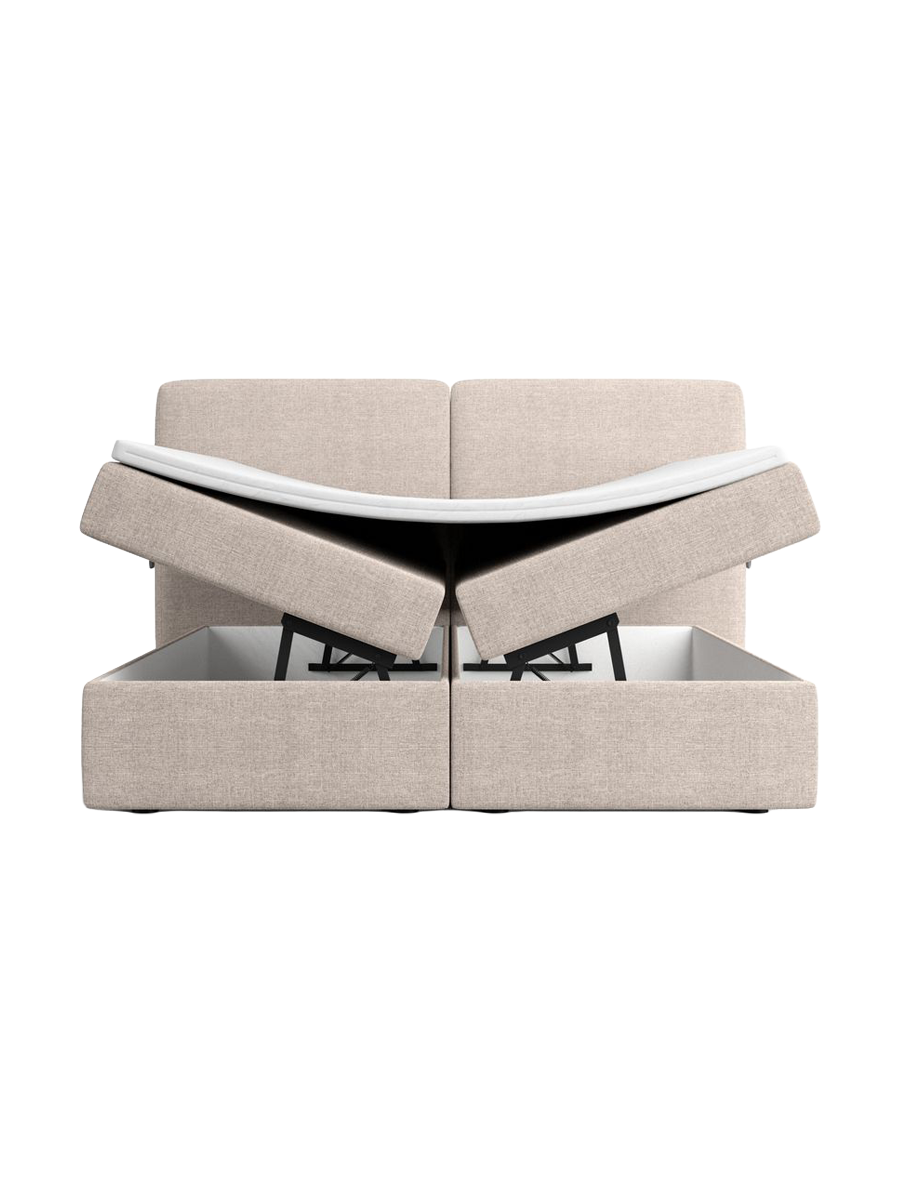 
Design Boxspringbett „Castellia“ mit Ablagefach, Webstoff Beige - 140 x 200 cm