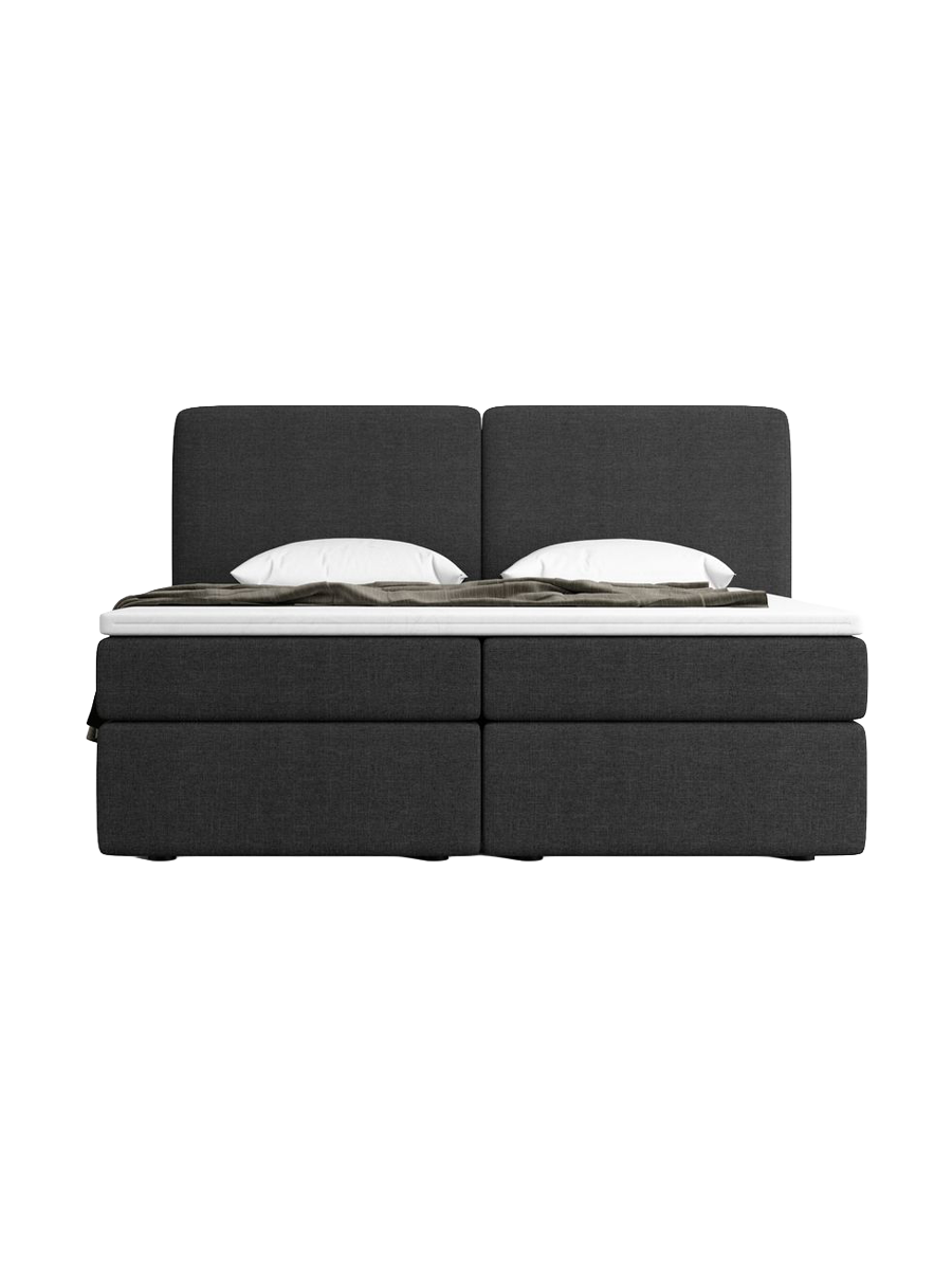 
Letto boxspring di design «Castellia» con vano portaoggetti, tessuto intrecciato nero - 140 x 200 cm